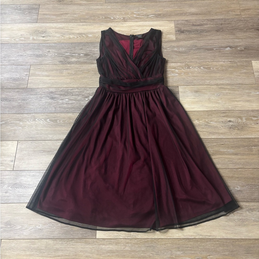 Vtg Cami Dress Sz 10 Black Red Sheer Chiffon Whimsigoth Fairy Dark Romantic Y2K